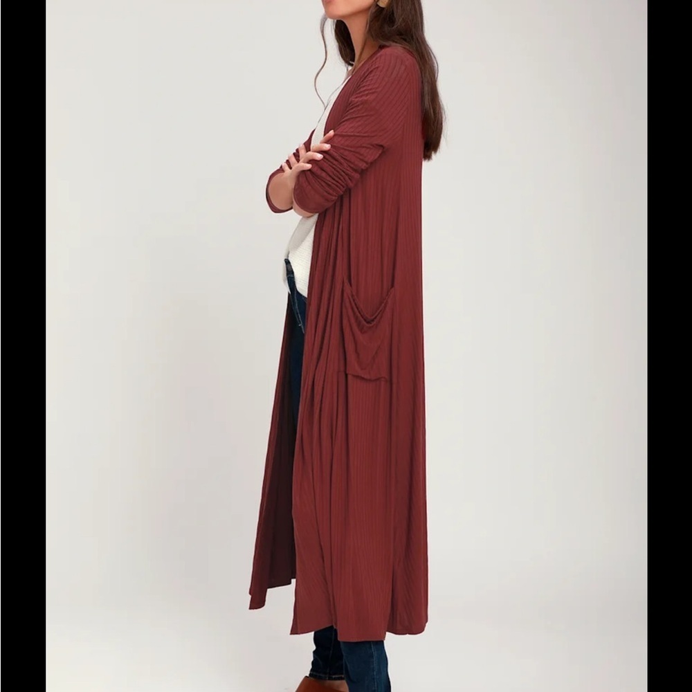 Takeout Long Ribbed Duster Cardigan
